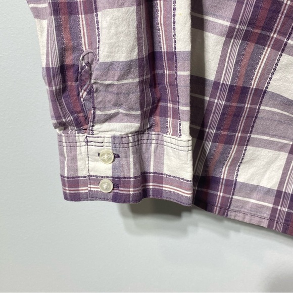 Sonoma Life Style Women's L Purple Plaid Flannel Button Up Collared Long Sleeve - Picture 6 of 15